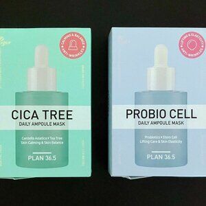 Cica Tree + Probio Cell Daily Ampoule Skin Masks By PLAN 36.5 _ 17 Masks